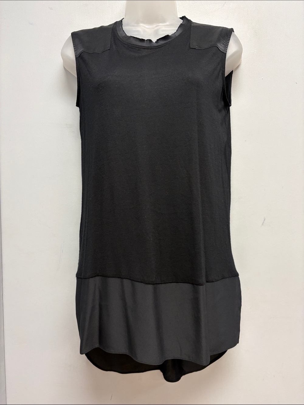 Rag & Bone Black Silk Trim Sleeveless Tunic Top XS | Luxe Minimalist Layering